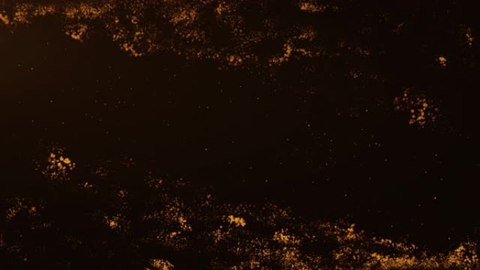 金色粒子抽象背景与耀斑闪耀地板粒子星尘。