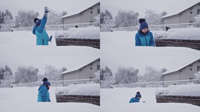 打雪仗的孩子打雪球雪地小孩