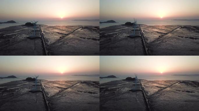 韩国大布岛4k航拍日落