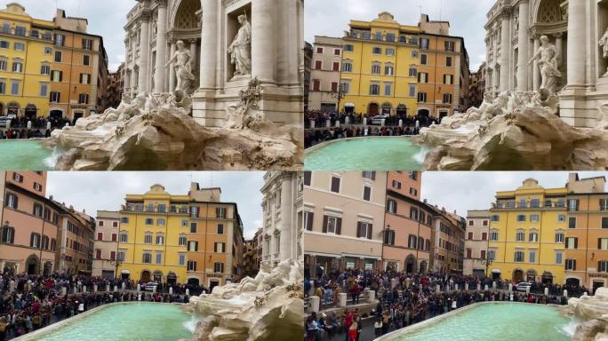 罗马的许愿池地标人流拍摄高楼大厦