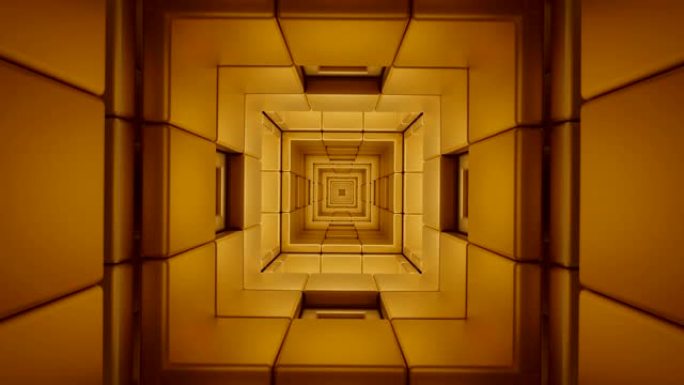 隧道环路结构未来广场立方体黄金3D插图