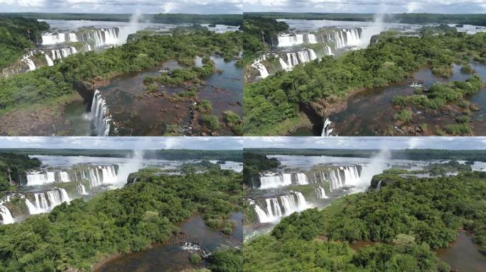 鸟瞰图的瀑布Iguaçu, Foz do Iguaçu，巴西和阿根廷的米塞内斯旅游点。伟大的景观。被