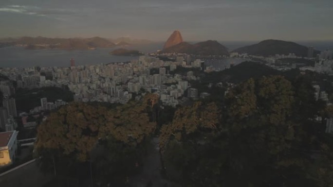 从森林进行空中跟踪以揭示巴西里约热内卢的糖面包山