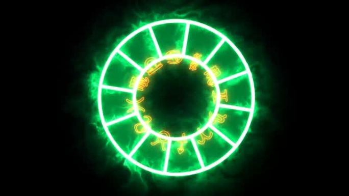 生肖十二号上的绿色光环圈旋转