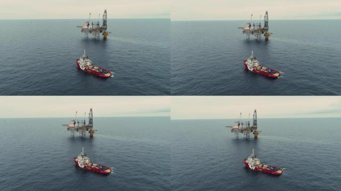 海上空中俯视图船运输燃料和动力概念股票视频