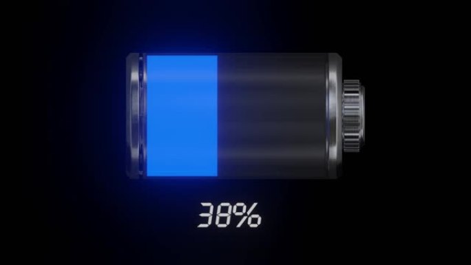 蓝色电池电源100%
