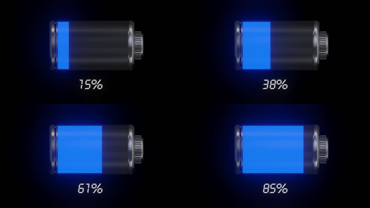 蓝色电池电源100%