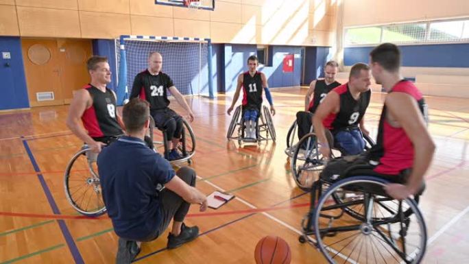 男子轮椅篮球队做励志加油