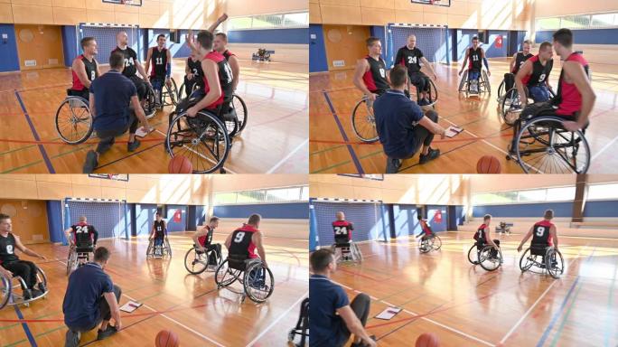 男子轮椅篮球队做励志加油