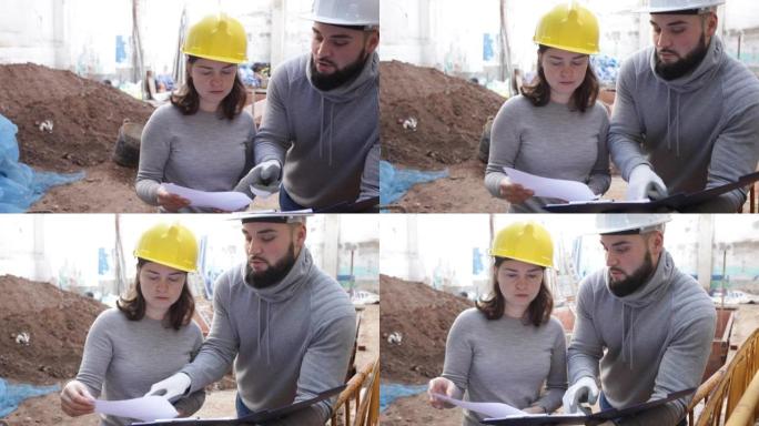 土木工程师检查建筑大修过程