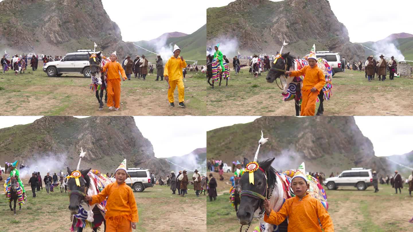 藏族隆重节日 藏族男人 藏族男人赛马