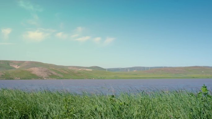 内蒙古草原湖泊风水草地自然