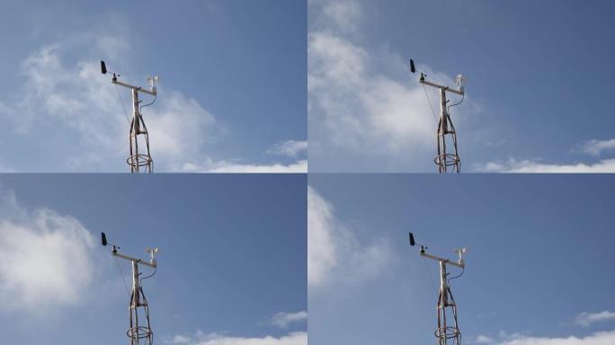 风速计和风向标延时摄影监测蓝天白云