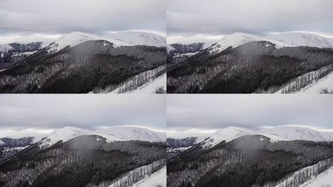冬天从山顶鸟瞰美丽的风景。股票视频