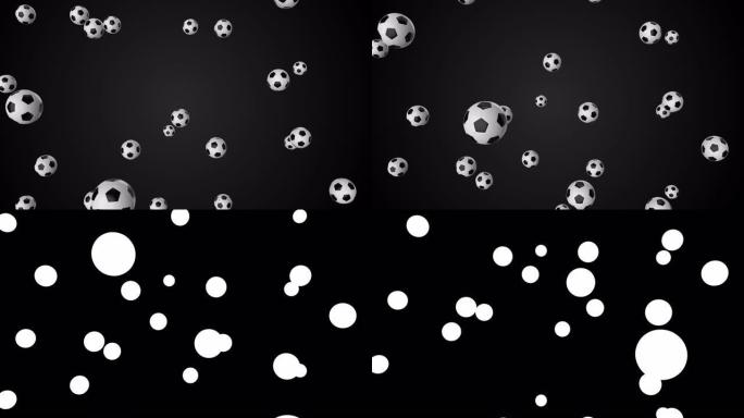 无缝循环的足球下落。4k分辨率的3d动画