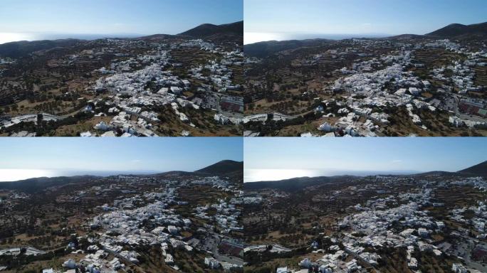 从天空看希腊基克拉泽斯的Sifnos岛上的Apollonia村
