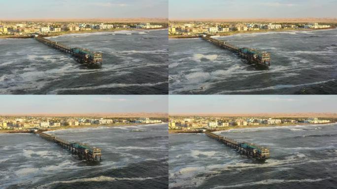纳米比亚斯瓦科普蒙德码头南大西洋4k无人机视频
