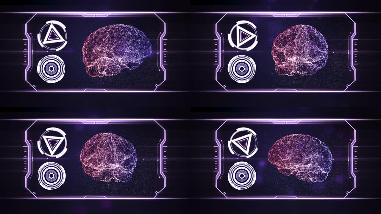 3D和高科技hud显示器中的大脑通过神经内科的统计数据显示其生命体征。