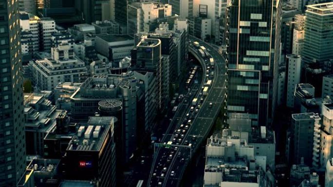 东京城市公路道路鸟瞰图