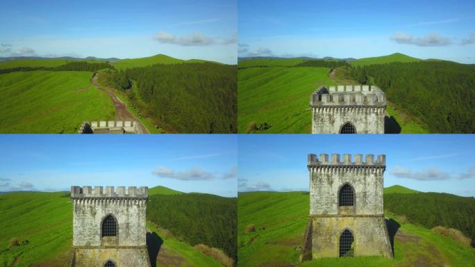 葡萄牙亚速尔群岛圣米格尔岛 “Castelo Branco” 历史纪念碑的无人机鸟瞰图