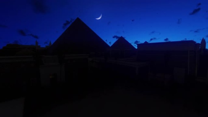 埃及开罗吉萨的大金字塔对抗星空4K