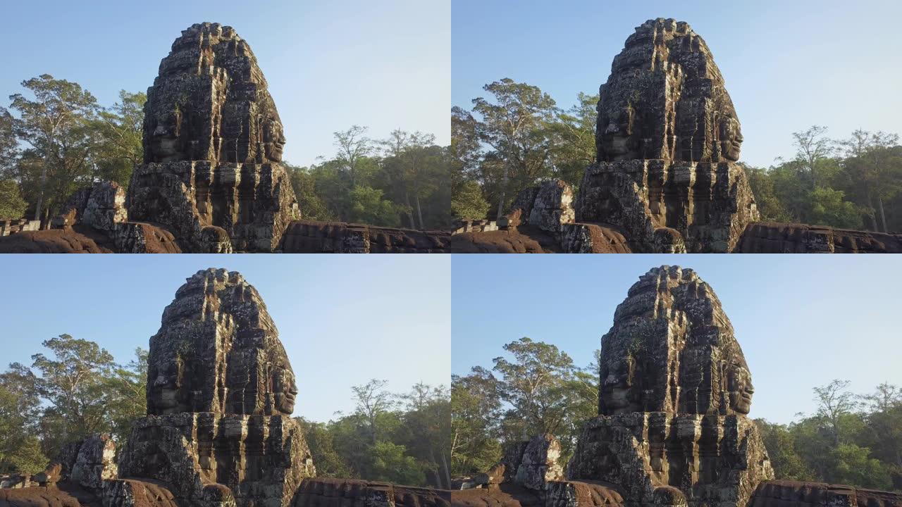 吴哥窟柬埔寨吴哥窟古雕塑4k视频漫步