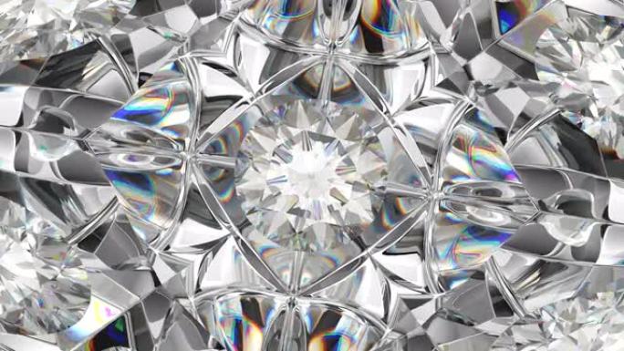 闪闪发光的宝石宏观旋转无缝环。万花筒