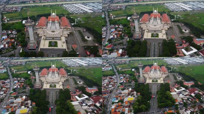 中爪哇省大清真寺 (中爪哇省大清真寺) 印度尼西亚三宝垄的航拍画面