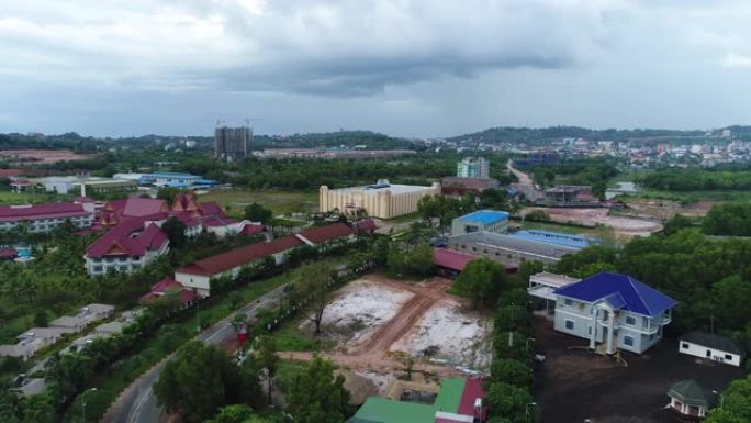 从天空看柬埔寨的西哈努克市