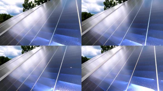 4k慢动作60fps的太阳能电池板反射
