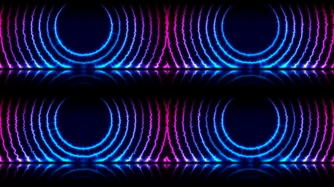 蓝色紫色霓虹灯电圈技术视频动画