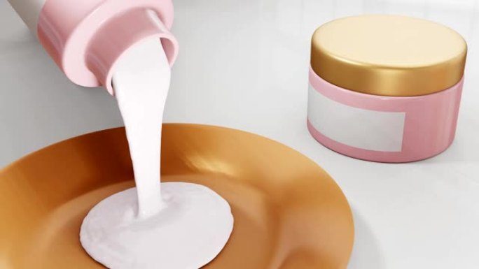 管子上的奶油被倒入3D渲染