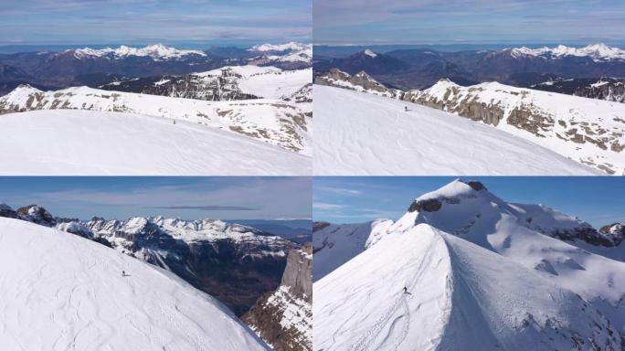 在法国大Massif滑雪区滑雪的人