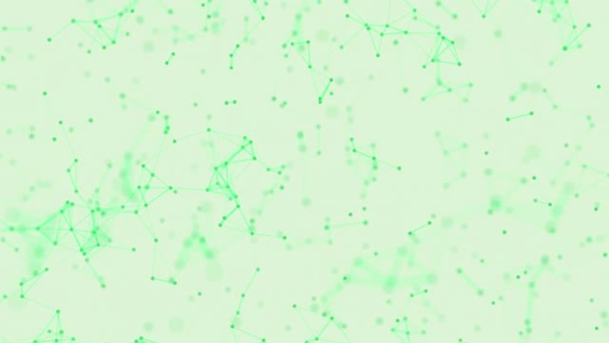 带控制论粒子、丛连接线运动的抽象绿色数字背景