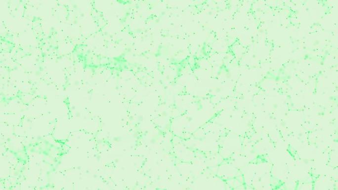 带控制论粒子、丛连接线运动的抽象绿色数字背景