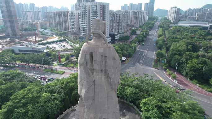 柳州柳宗元雕像航拍