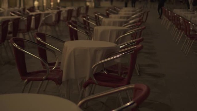 Chairs with tables of an outdoor restaurant
