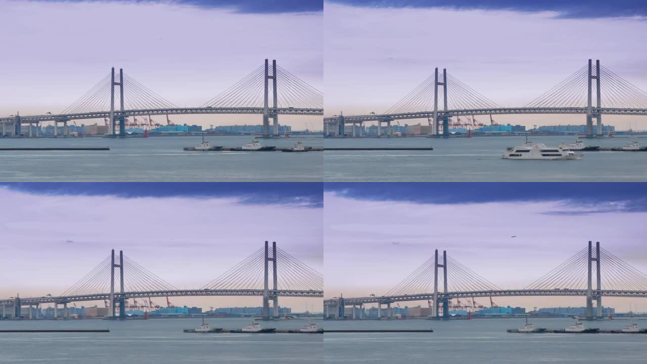 横滨的海洋和巨大的吊桥，横滨彩虹桥