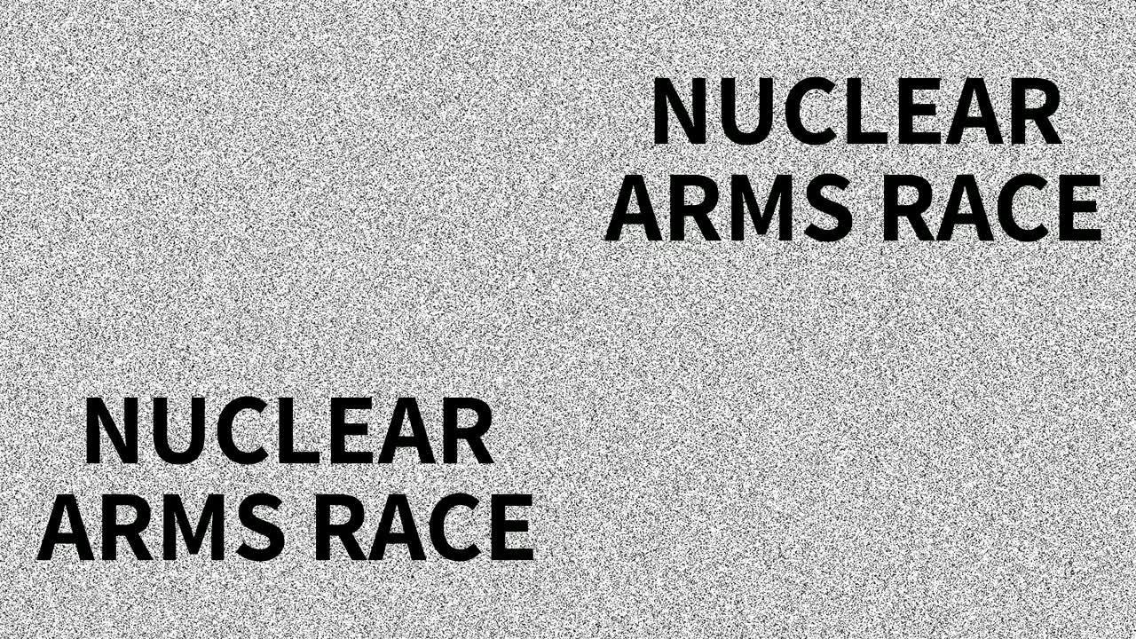 核军备竞赛。关于嘈杂屏幕上的问题的短语。循环VHS干扰。复古动画背景。军事