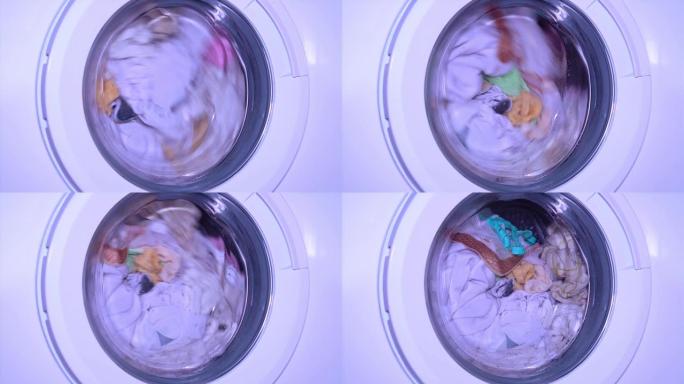 白色洗衣机洗衣服滚筒洗衣机