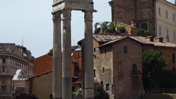 古遗迹罗马广场，老纪念碑的柱子和石头。意大利罗马。