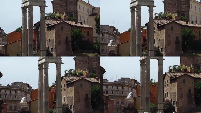 古遗迹罗马广场，老纪念碑的柱子和石头。意大利罗马。