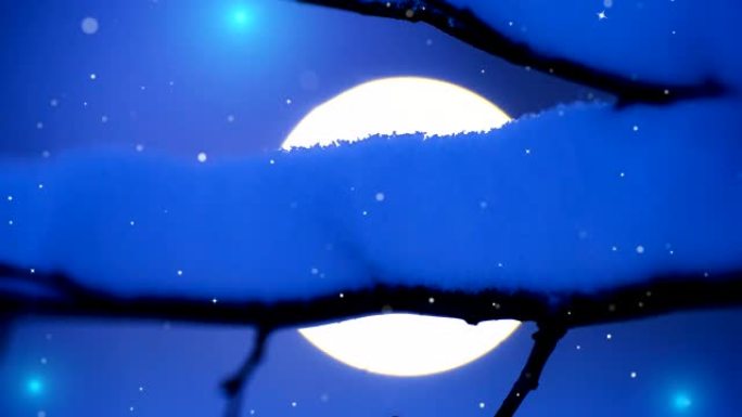 夜空积雪的虚幻冬季场景 (循环4k)