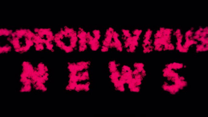 冠状病毒新闻-放大病毒细胞形成的单词，然后它们就会扩散开来。视频包含阿尔法频道。
