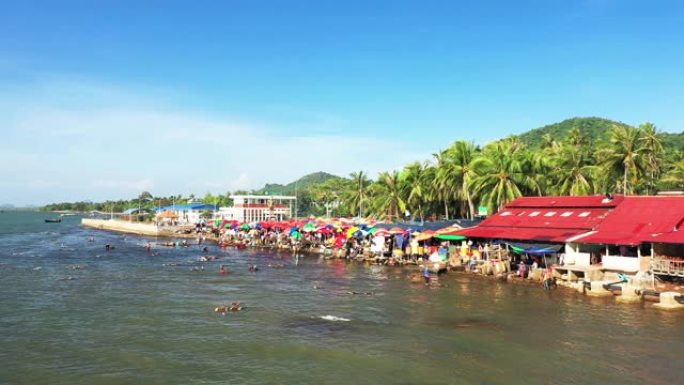 从海上看到的Kep螃蟹市场，柬埔寨