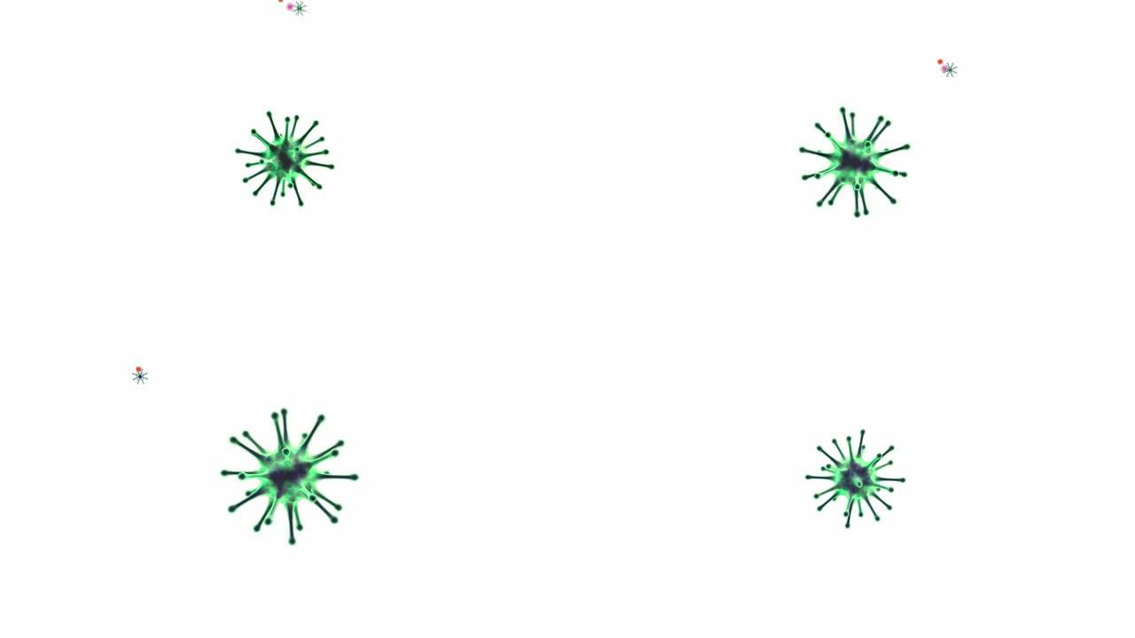 背景上的病毒3d模型病菌动画
