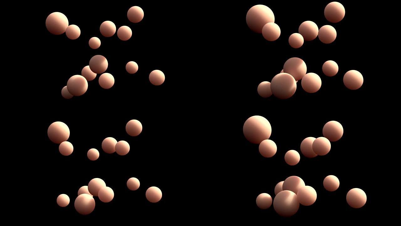 用于组织设计的布朗运动。分子结构。简单的模式。科学插图。混乱的插图。能够无缝循环4k