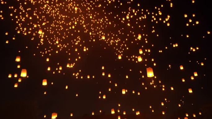 泰国人晚上会放灯笼或灯来祭拜佛祖。泰国清迈的传统节日。腊塘和伊鹏兰纳仪式。庆祝活动的背景。