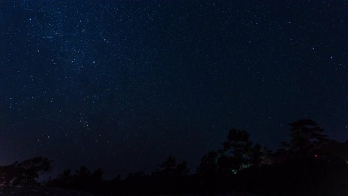 在泰国湄洪森的淮南党国家公园看到的穿越夜空的星星的延时