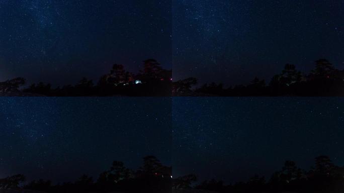 在泰国湄洪森的淮南党国家公园看到的穿越夜空的星星的延时